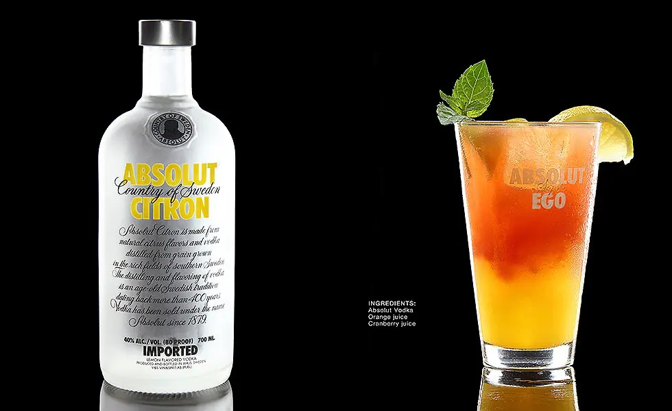 Zdjęcie produktowe drinku — Absolut Citron z long drinkiem