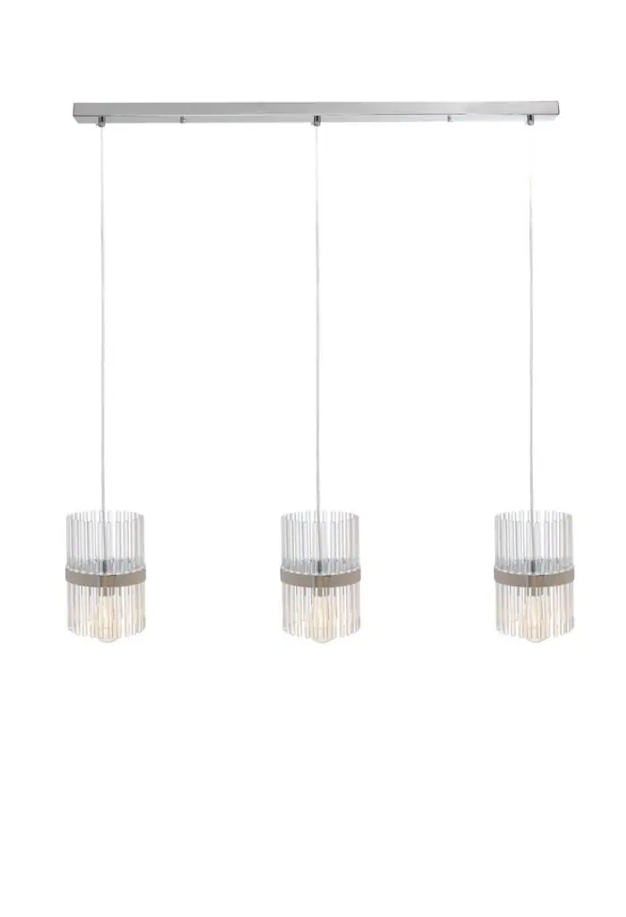 Zdjęcie produktowe lampy wiszącej z trzema szklanymi kloszami