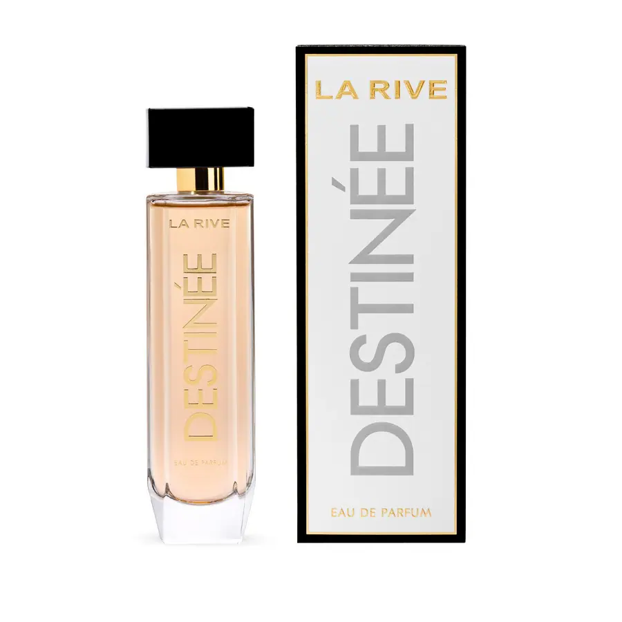 Perfumy La Rive Destinée w butelce i opakowaniu — packshot na białym tle