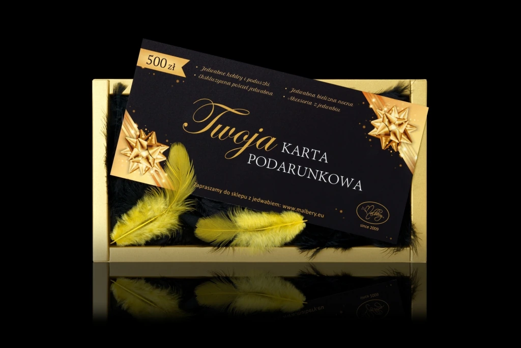 Karta podarunkowa Malbery — zdjęcie produktowe na czarnym tle